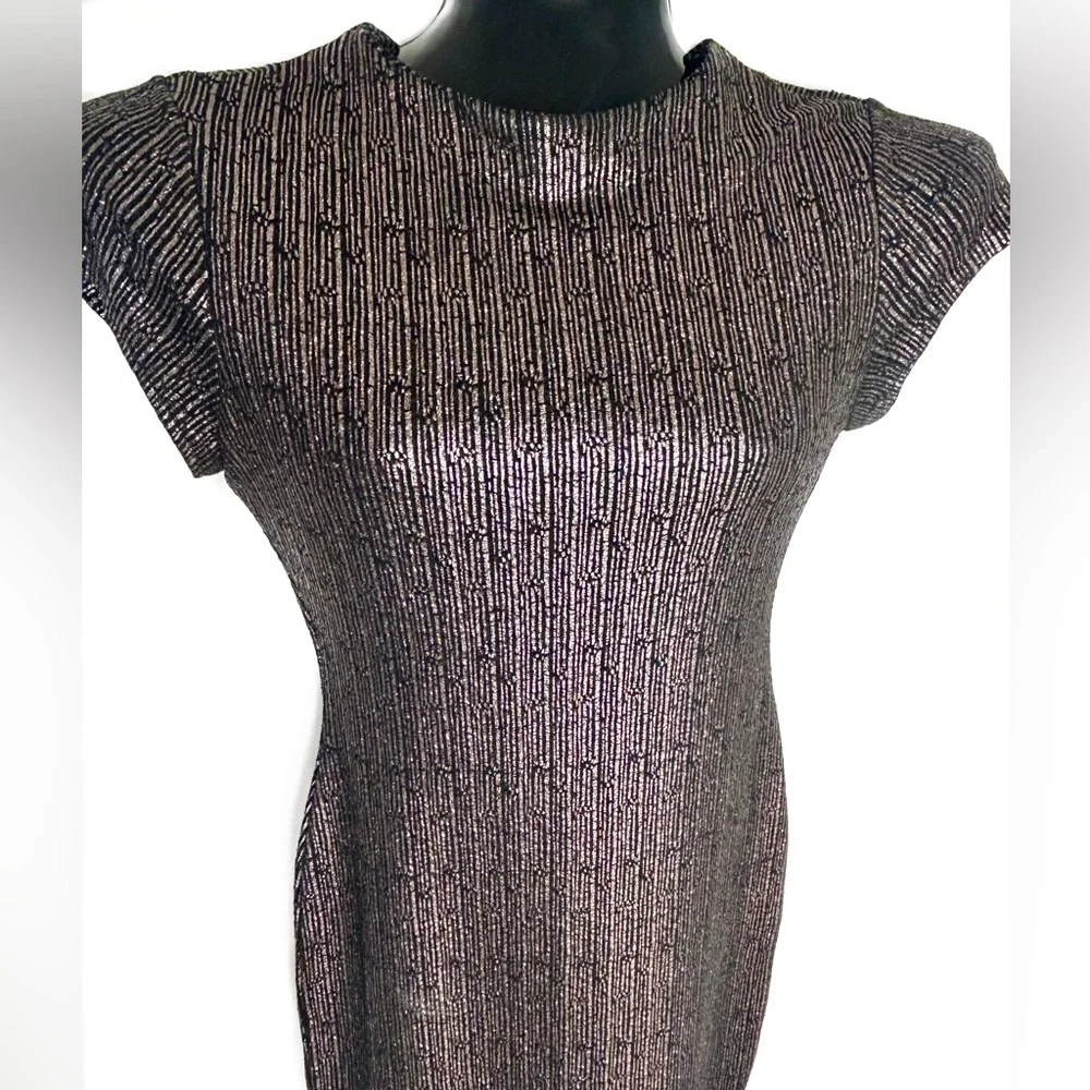 Gorgeous Stella Luce Metallic Ribbed Cap-Sleeve Midi Dress *NWOT - Picture 9 of 14